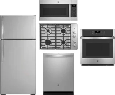 5 Piece Package Includes Refrigerator, Cooktop, Wall Oven, Microwave And Dishwasher