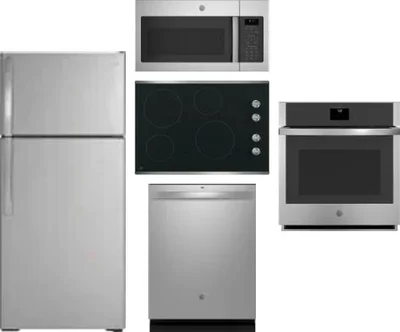5 Piece Package Includes Refrigerator, Cooktop, Wall Oven, Microwave And Dishwasher