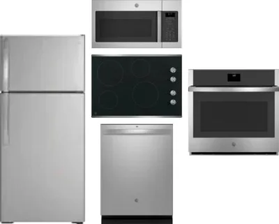 5 Piece Package Includes Refrigerator, Cooktop, Wall Oven, Microwave And Dishwasher