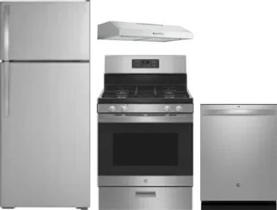 4 Piece Package Includes Refrigerator, Range, Hood And Dishwasher