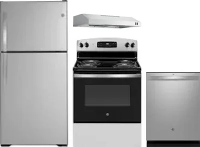 4 Piece Package Includes Refrigerator, Range, Hood And Dishwasher