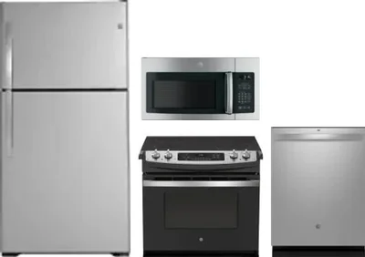 4 Piece Package Includes Refrigerator, Range, Microwave And Dishwasher