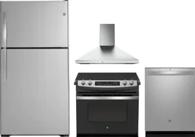 4 Piece Package Includes Refrigerator, Range, Hood And Dishwasher