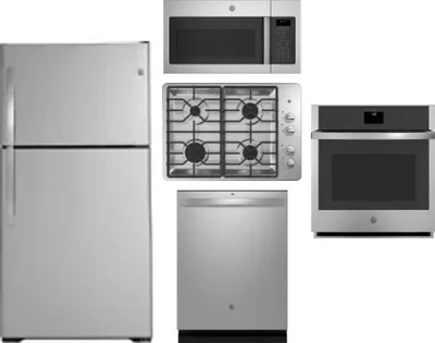5 Piece Package Includes Refrigerator, Cooktop, Wall Oven, Microwave And Dishwasher