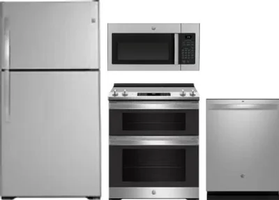 4 Piece Package Includes Refrigerator, Range, Microwave And Dishwasher