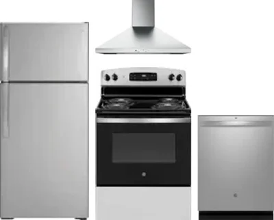 4 Piece Package Includes Refrigerator, Range, Hood And Dishwasher