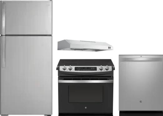 4 Piece Package Includes Refrigerator, Range, Hood And Dishwasher