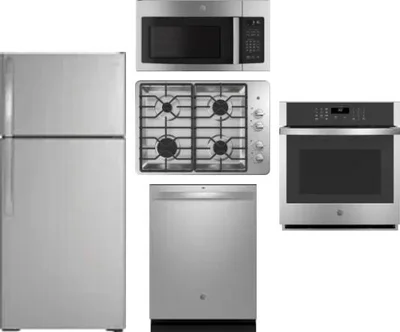 5 Piece Package Includes Refrigerator, Cooktop, Wall Oven, Microwave And Dishwasher