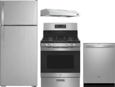 4 Piece Package Includes Refrigerator, Range, Hood And Dishwasher