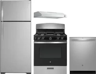 4 Piece Package Includes Refrigerator, Range, Hood And Dishwasher