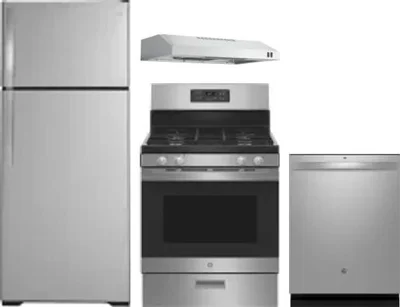 4 Piece Package Includes Refrigerator, Range, Hood And Dishwasher