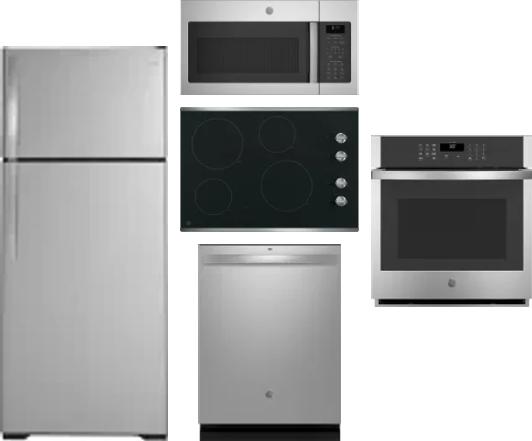 5 Piece Package Includes Refrigerator, Cooktop, Wall Oven, Microwave And Dishwasher