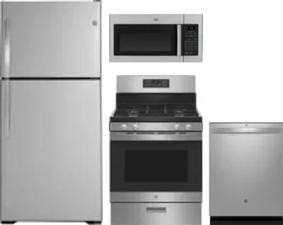 4 Piece Package Includes Refrigerator, Range, Microwave And Dishwasher