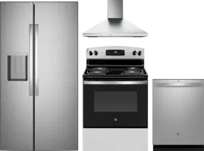 4 Piece Package Includes Refrigerator, Range, Hood And Dishwasher