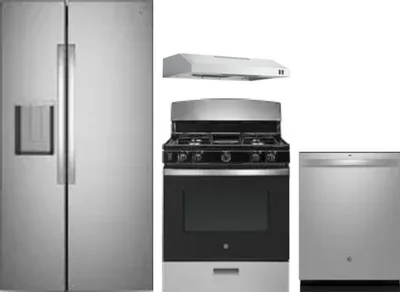 4 Piece Package Includes Refrigerator, Range, Hood And Dishwasher