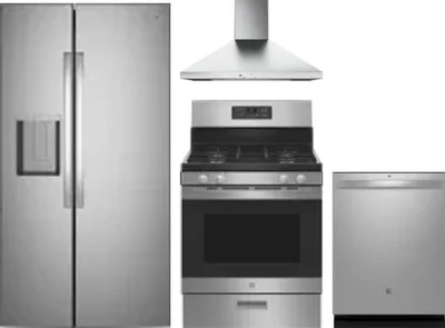 4 Piece Package Includes Refrigerator, Range, Hood And Dishwasher