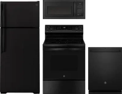 4 Piece Package Includes Refrigerator, Range, Microwave And Dishwasher