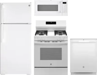 4 Piece Package Includes Refrigerator, Range, Microwave And Dishwasher