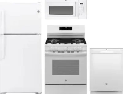 4 Piece Package Includes Refrigerator, Range, Microwave And Dishwasher