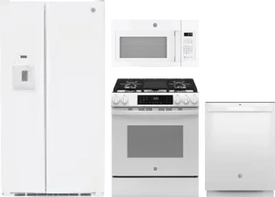 4 Piece Package Includes Refrigerator, Range, Microwave And Dishwasher