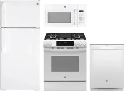 4 Piece Package Includes Refrigerator, Range, Microwave And Dishwasher