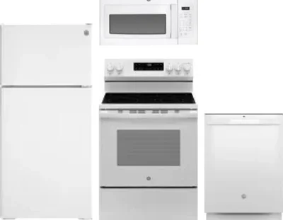 4 Piece Package Includes Refrigerator, Range, Microwave And Dishwasher