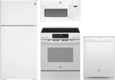 4 Piece Package Includes Refrigerator, Range, Microwave And Dishwasher