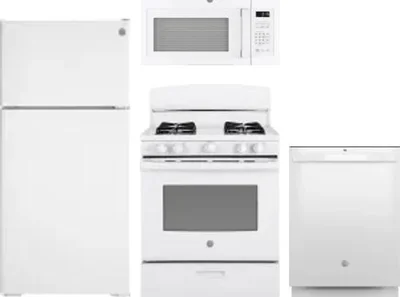 4 Piece Package Includes Refrigerator, Range, Microwave And Dishwasher