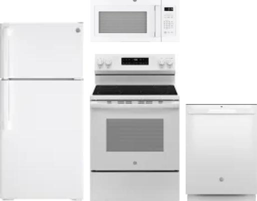 4 Piece Package Includes Refrigerator, Range, Microwave And Dishwasher