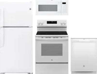 4 Piece Package Includes Refrigerator, Range, Microwave And Dishwasher