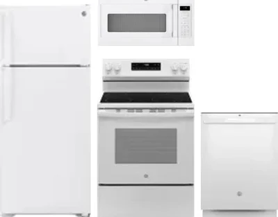 4 Piece Package Includes Refrigerator, Range, Microwave And Dishwasher