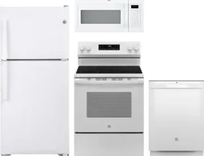 4 Piece Package Includes Refrigerator, Range, Microwave And Dishwasher