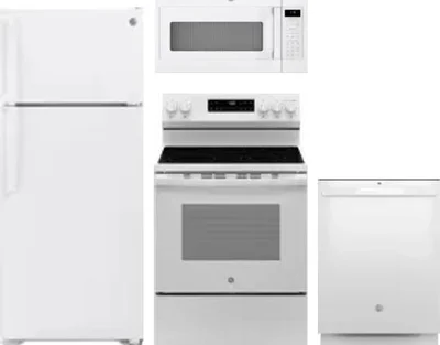 4 Piece Package Includes Refrigerator, Range, Microwave And Dishwasher