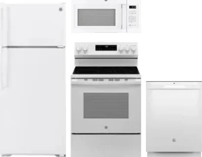 4 Piece Package Includes Refrigerator, Range, Microwave And Dishwasher