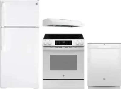 4 Piece Package Includes Refrigerator, Range, Hood And Dishwasher