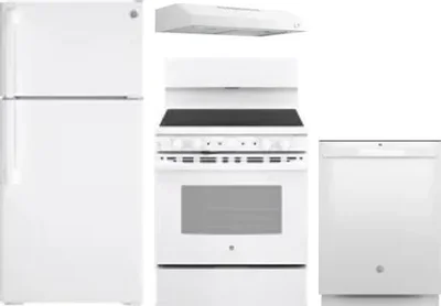 4 Piece Package Includes Refrigerator, Range, Hood And Dishwasher