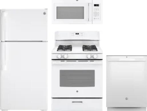 4 Piece Package Includes Refrigerator, Range, Microwave And Dishwasher