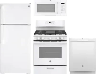 4 Piece Package Includes Refrigerator, Range, Microwave And Dishwasher
