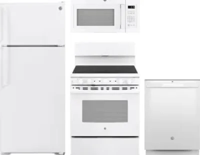 4 Piece Package Includes Refrigerator, Range, Microwave And Dishwasher