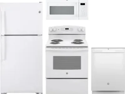 4 Piece Package Includes Refrigerator, Range, Microwave And Dishwasher