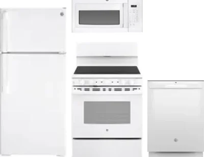 4 Piece Package Includes Refrigerator, Range, Microwave And Dishwasher