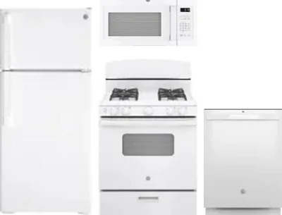 4 Piece Package Includes Refrigerator, Range, Microwave And Dishwasher