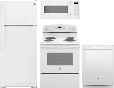 4 Piece Package Includes Refrigerator, Range, Microwave And Dishwasher