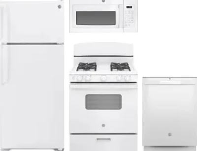 4 Piece Package Includes Refrigerator, Range, Microwave And Dishwasher