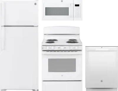 4 Piece Package Includes Refrigerator, Range, Microwave And Dishwasher