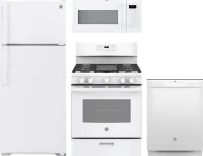 4 Piece Package Includes Refrigerator, Range, Microwave And Dishwasher