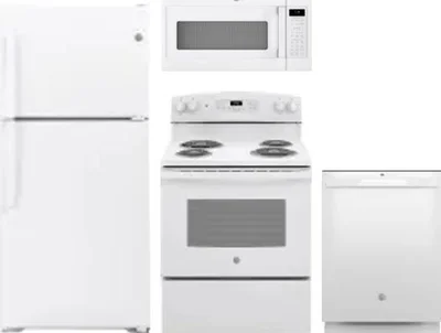 4 Piece Package Includes Refrigerator, Range, Microwave And Dishwasher