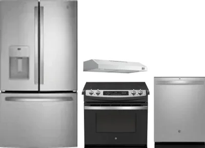 4 Piece Package Includes Refrigerator, Range, Hood And Dishwasher