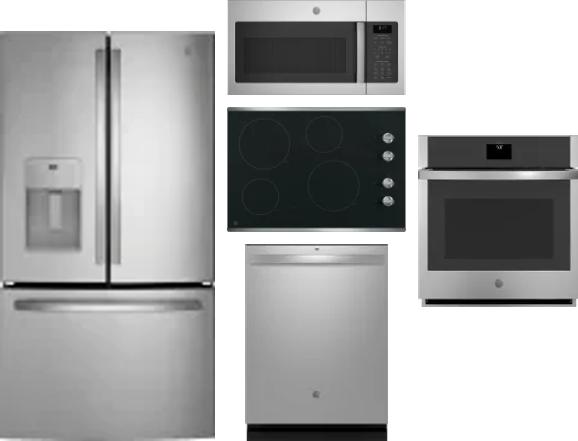 5 Piece Package Includes Refrigerator, Cooktop, Wall Oven, Microwave And Dishwasher