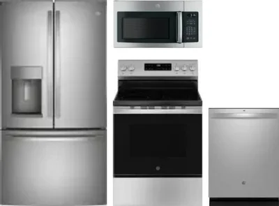 4 Piece Package Includes Refrigerator, Range, Microwave And Dishwasher